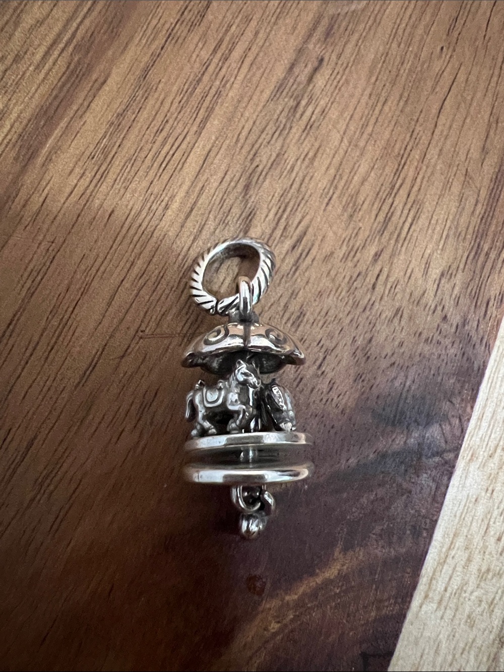 Silver Carousel Charm Pendant - Silver